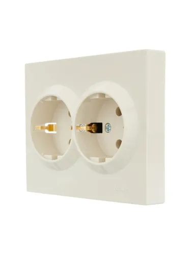 Розетка 2-м СП VESNA с заземл. ПБТ кремов. LEZARD 742-0300-127B фото 3