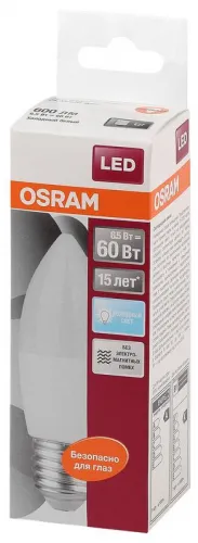 Лампа светодиодная LED Star Classic B 60 6.5W/840 6.5Вт свеча матовая 4000К нейтр. бел. E27 550лм 220-240В пластик. OSRAM 4058075134201 фото 2