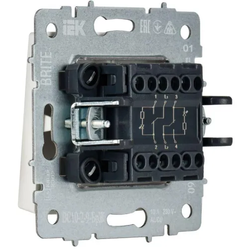 Выключатель 2-кл. BRITE 10А ВС10-2-9-БрЖ для отелей с индик. механизм жемчуж. IEK BR-V20-2-10-K36 фото 3