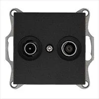 Розетка телевизионная оконечная TV + FM 2-м Ф9.5мм механизм антрацит Jasmart G6204B