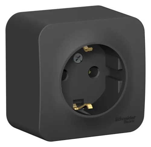 Розетка 1-м ОП Blanca 16А IP20 250В с заземл. без защ. шторок с изолир. пластиной антрацит SE BLNRA010116 фото 2