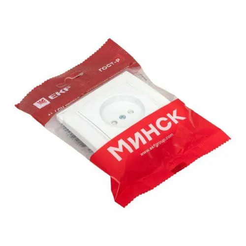 Розетка 1-м СП Минск 10А IP20 без заземл. защ. шторки бел. Basic EKF ERR10-022-100 фото 2