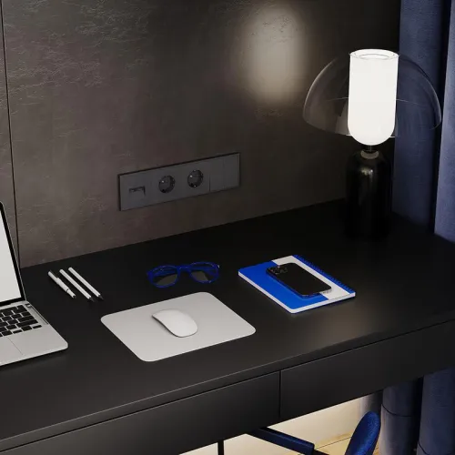 Розетка 1-м СП S70 16А с заземл. защ. шторки механизм графит Voltum VLS040207 фото 6