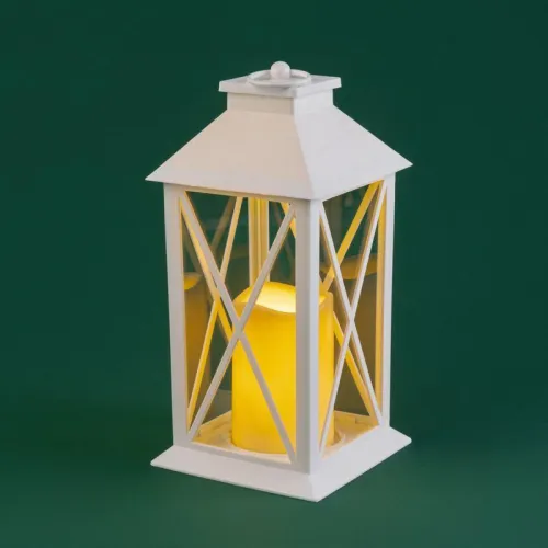 Фонарь декоративный 14х14х29см тепл. бел. со свечой корпус бел. Neon-Night 513-046 фото 7