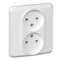 Розетка 2-м СП Этюд 16А IP20 250В без заземл. без защ. шторок бел. SE PC16-005B