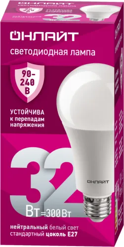 Лампа светодиодная 90 409 OLL-A70-32-230-4K-E27 32Вт грушевидная 4000К E27 90-240В PRO ОНЛАЙТ 90409