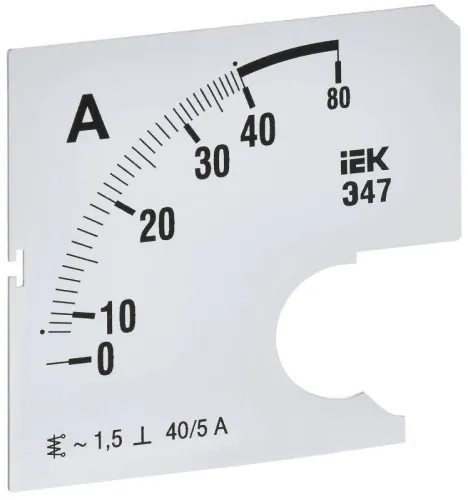 Шкала сменная для амперметра Э47 40/5А-1.5 72х72мм IEK IPA10D-SC-0040