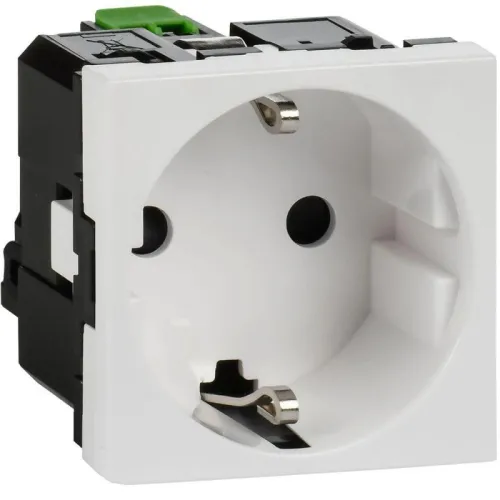 Розетка 2мод. 16А 250В 90град. с заземл. защ. шторки безвинт. зажимы бел. ИЭК Leg 4521055