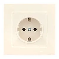 Розетка 1-м СП Валенсия 16А IP20 с заземл. защ. шторки крем. PROxima EKF EWR16-028-20