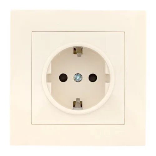 Розетка 1-м СП Валенсия 16А IP20 с заземл. защ. шторки крем. PROxima EKF EWR16-028-20