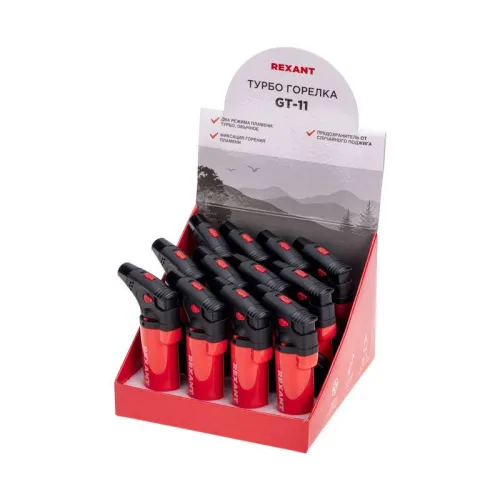 Турбо-горелка газовая заправляемая GT-11 с пьезоподжигом красн. Rexant 12-0011-2 фото 4