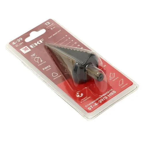 Сверло ступенчатое ST-4-39/3 HSS 13 ступ. EKF ST-4-39/3 фото 3