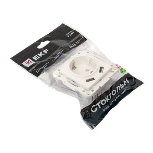 Розетка 1-м СП Стокгольм 16А USB 2A с заземл. защ. шторки винтов. клеммы механизм бел. EKF EYR16-2USB-typeA фото 6