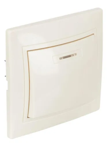 Выключатель 1-кл. СП Кварта 10А IP20 ВС10-1-1-ККм с индикацией крем. GENERICA EVK11-K33-10-DM фото 3