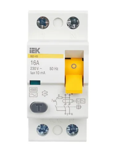 Выключатель дифференциального тока (УЗО) 2п 16А 30мА тип AC ВД1-63 KARAT IEK MDV10-2-016-030 фото 3