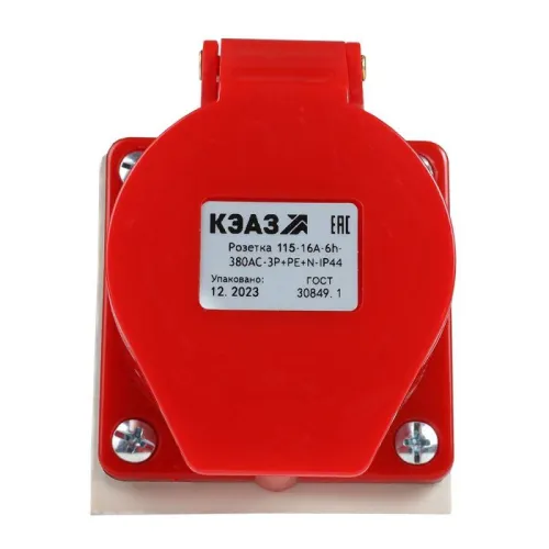 Розетка 115 16А 3P+PE+N 380В AC 6ч IP44 для монтажа на поверхность КЭАЗ 222755 фото 2