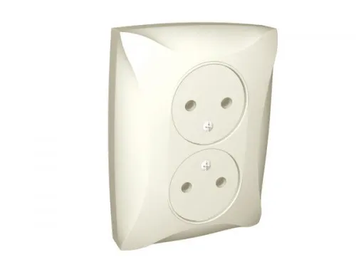 Розетка 2-м СП Дуэт 16А IP20 без заземл. беж. SchE WDE000220