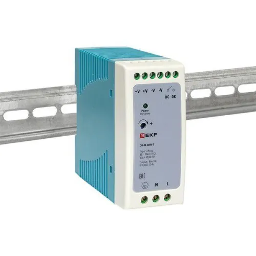 Блок питания на дин рейку 60Вт Uвх 260В AC m Uвых 5В DC постоянного тока EKF DR-M-60W-5 фото 7