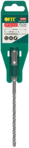 Бур по бетону SDS PLUS с двойн. резьбой 6.5х160мм FIT 32909 фото 3