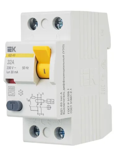 Выключатель дифференциального тока (УЗО) 2п 32А 30мА тип A ВД1-63 KARAT IEK MDV11-2-032-030 фото 9
