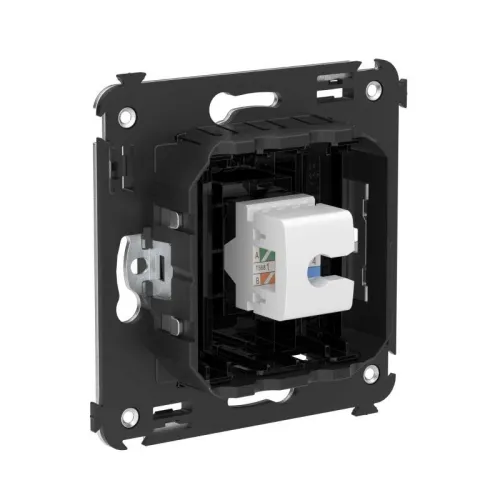 Розетка компьютерная 1-м СП Avanti "Черный квадрат" RJ45 кат.5E без шторок механизм DKC 4402663 фото 2