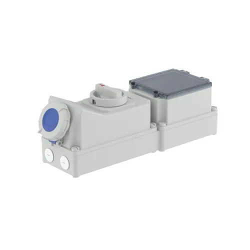 Розетка наружн. уст. 16А 230В 2P+E с мех. блокировкой и DIN-рейкой на 6мод. IP67 DKC DIS5681683