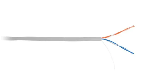 Кабель U/UTP кат.5 (класс D) 2 пары 100МГц ОЖ BC чистая медь внутр. PVC нг (B) сер. (500м) NETLAN EC-UU002-5-PVC-GY-5