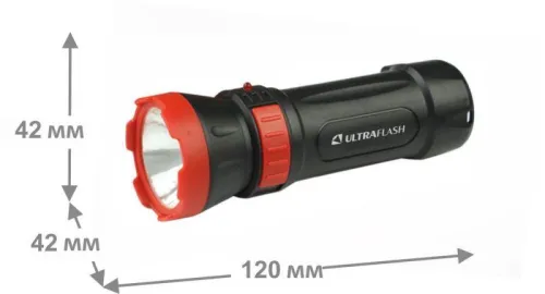Фонарь аккумуляторный LED3849 1 LED 2 режима 220В аккум. SLA пластик черн. Ultraflash 14931 фото 2