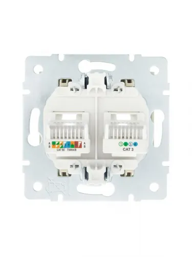 Розетка компьютерная + телефонная 1-м СП Vesna механизм крем. LEZARD 742-0388-143 фото 3