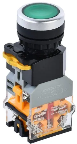 Кнопка D8-11D d22мм 1НО+1НЗ с подсветкой зел. IEK BBT30-11D-3-12-K06