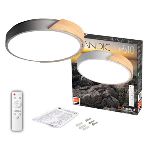 Светильник светодиодный декоративный PPB Scandic-R DIM 90Вт 3000-6500К IP20 настенно-потолочный бытовой диммир. GR/W JazzWay 5037151 фото 3