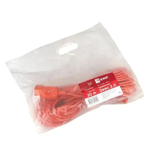 Удлинитель-шнур 1х30м без заземл. 10А IP20 Зевс 2.0 2.3кВт ПВС 2х0.75 PROxima EKF USB02-10-275-1-30 фото 4