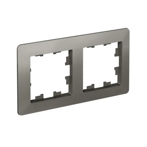 Рамка 2-м AtlasDesign Air сталь/дым. черн. SE ATN220902