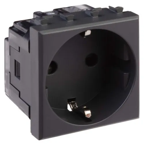 Розетка 1-м 2мод. Avanti "Черный матовый" 16А 2P+E защ. шторки черн. DKC 4412002 фото 2