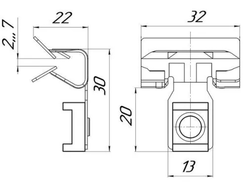 Зажим балочный 3-8мм под нейлоновую стяжку внутренний PROxima EKF ZB3-8-SV фото 2