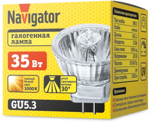 Лампа галогенная 94 223 MR11 35Вт GU5.3 230В 2000h Navigator 94223 фото 2