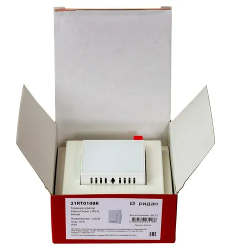 Терморегулятор Clever с Wi-Fi с комбинацией датчиков 16А бел. Ридан 21RT0108R фото 2