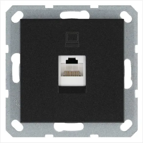 Розетка компьютерная 1-м RJ45 IP20 кат. 5E механизм антрацит Jasmart G6105B