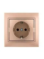 Розетка 1-м СП Mira 16А IP20 с заземл. со вставкой керамика свет. корич. перламутр. LEZARD 701-3131-122