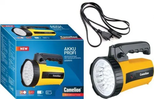 Фонарь аккумуляторный 35LED 29315 аккум. 6В 4А.ч 220В пластик. желт. (кор.) Camelion 10469 фото 3