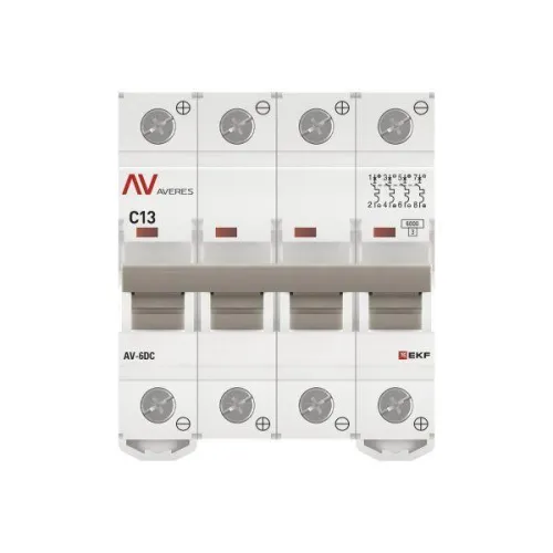 Выключатель автоматический модульный 4п C 13А 6кА AV-6 AVERES EKF mcb6-DC-4-13C-av фото 4