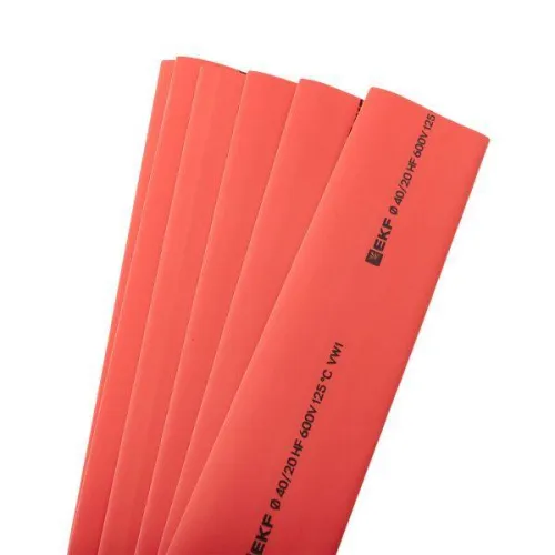 Трубка термоусадочная ТУТ нг 40/20 красн. 1м (уп.25м) PROxima EKF tut-40-r-1m фото 2