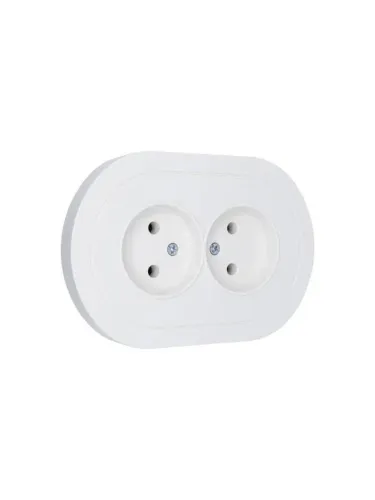 Розетка 2-м СП OSEN без заземл. ПБТ круглая бел. LEZARD 744-0200-128B фото 2