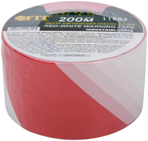 Лента сигнальная 70ммх200м красн.-бел. FIT 11854 фото 3