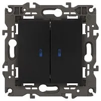 Выключатель 2-кл. СП Elegance 14-1105-05 10А IP20 250В 10AX с подсветкой механизм антрацит Эра Б0034241