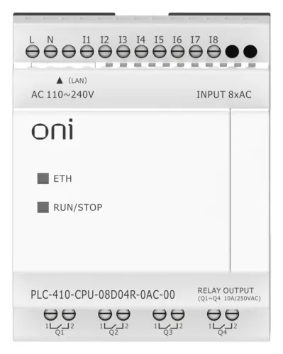 Модуль ЦПУ ПЛК 410 8 DI 4 RO 220В AC с Ethernet портом без экрана ONI PLC-410-CPU-08D04R-0AC-00 фото 7