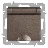 Розетка 1-м СП Accent 6-203-08 16А IP20 250В 2P+E Schuko с крышкой AL/CU Accent бронза Intro Б0063436