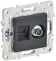 Розетка двойная TV+RJ45 кат.6E SKANDY SK-A15T титан IEK SK-AK20-2-K48