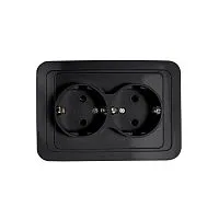 Розетка 2-м CLASSICO с заземл. 2128B черн. IN HOME 4690612061122