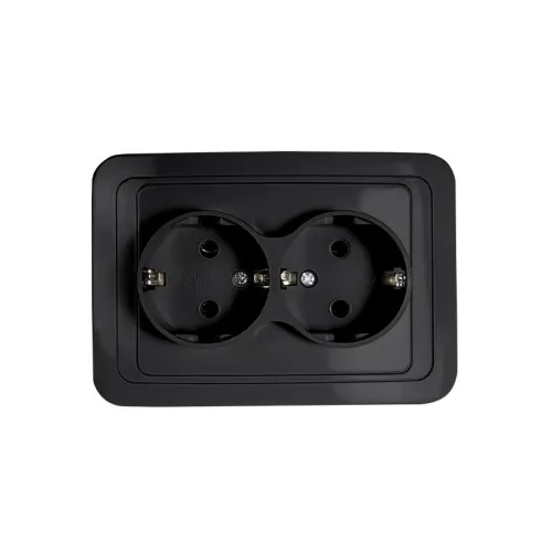 Розетка 2-м CLASSICO с заземл. 2128B черн. IN HOME 4690612061122